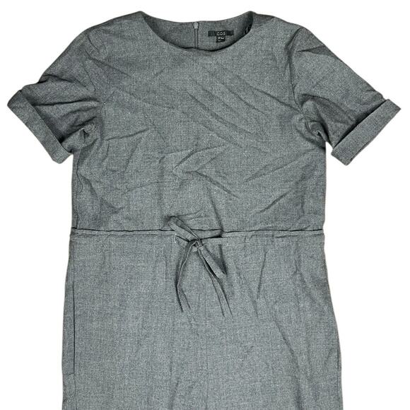 COS Wool Jumpsuit Short Sleeve Gray Drawstring Waist Joggers Pants Size 36 - Picture 5 of 10